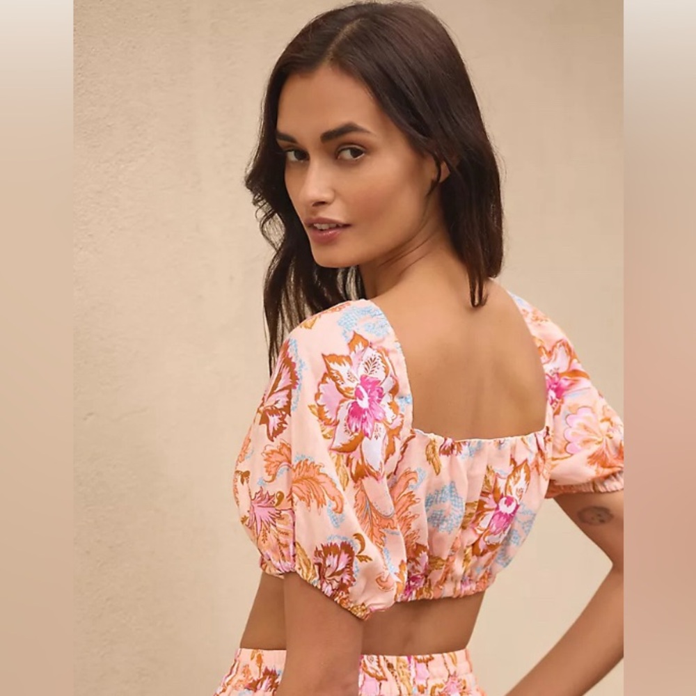 Seafolly Puff-Sleeve Crop Too from Anthropologie, sz L - Picture 2 of 3